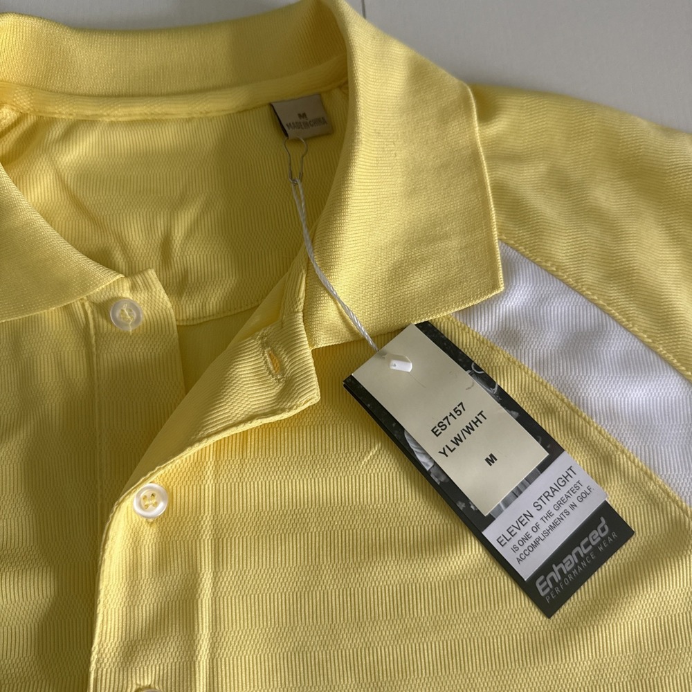 NWT Byron Nelson Eleven Straight Yellow M Men's Polo Shirt Short Sleeve Collared - Picture 2 of 5
